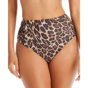 Bar III Women's Natural Cheetah-Print High-Waist Full Coverage Bottoms Size L